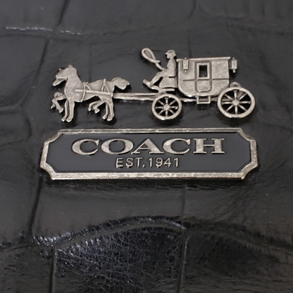 COACH - ASHLEY BLACK CROC EMBOSSED LEATHER SATCHEL - Picture 8 of 13